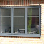 Grey aluminium windows installation shot