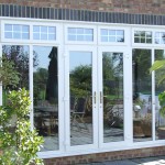 An external view of some white french doors